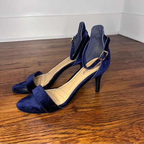 Bamboo Blue Faux Suede Heels - Picture 1 of 11